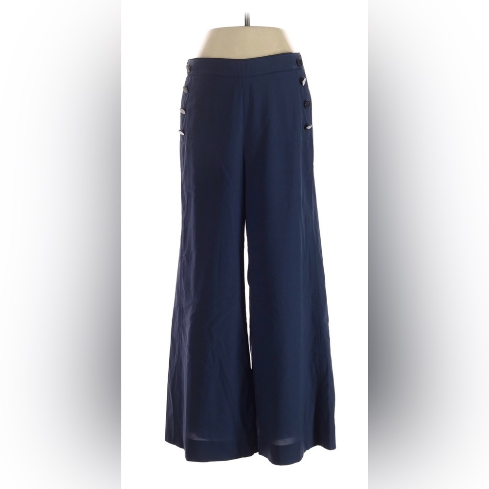 Z Spoke by Zac Posen silk wide leg navy blue sailor pants sz 4 retails $1,400!